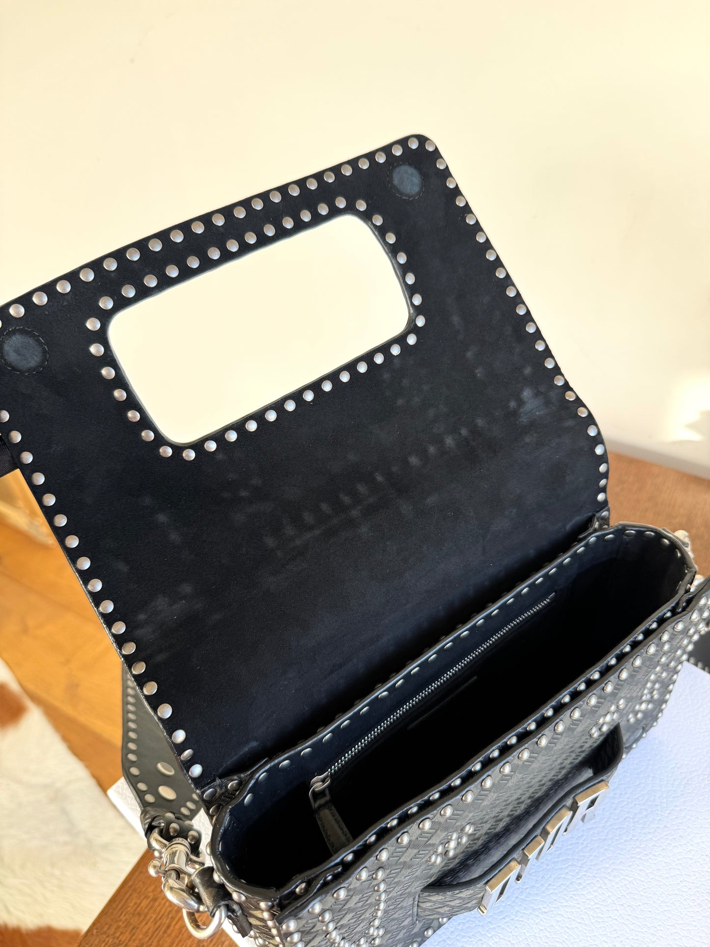 Pre-owned Dior Dio(r)evolution Studded Black Leather Flap Bag