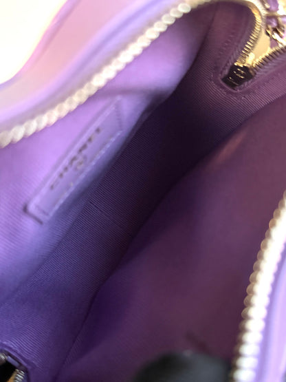 Pre-owned Chanel CC In Love Small Purple Leather Heart Bag