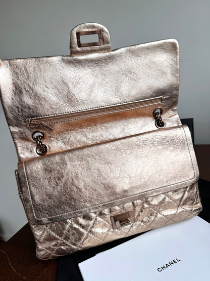Pre-owned Chanel 2.55 Maxi Rose Gold Calfskin Leather Flap Bag