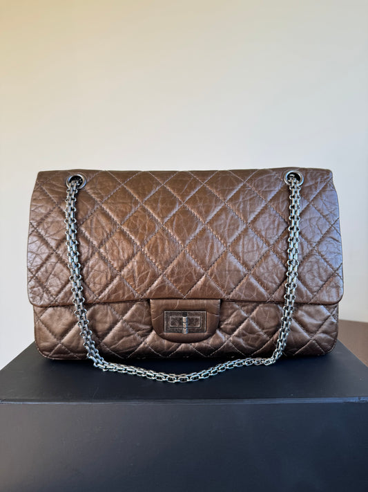Pre-owned Chanel 2.55 Reissue Maxi 227 Bronze Calfskin Flap Bag