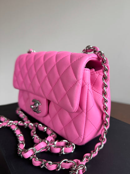 Pre-owned Chanel Timeless Mini Rectangle Pink Leather Bag