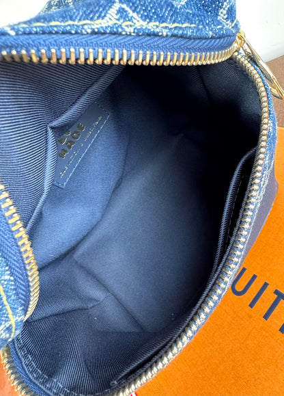 Pre-owned Louis Vuitton x Nigo Monogram Blue Denim Japanese Cruiser Bag