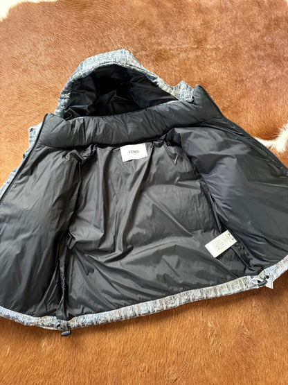 Pre-owned Fendi Silver Full Bomber Down Jacket