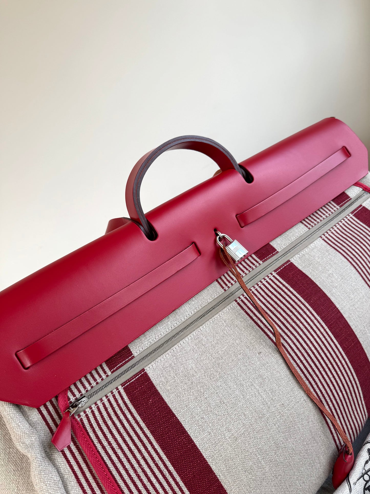 Pre-owned Hermès Herbag Zip 50 Printed Toile Leather Travel Bag