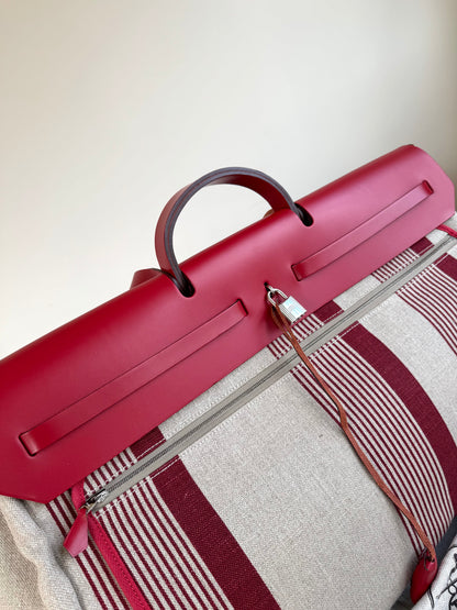 Pre-owned Hermès Herbag Zip 50 Printed Toile Leather Travel Bag