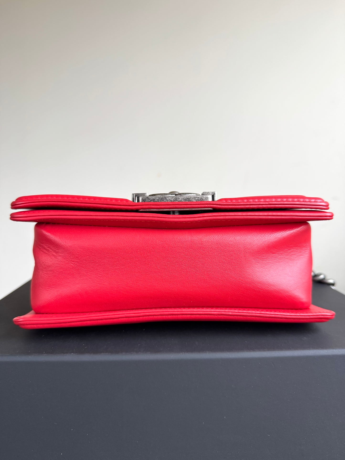 Pre-owned Chanel Boy Small Red Stingray Leather Flap Bag