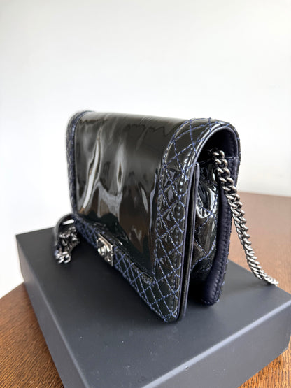 Pre-owned Chanel Boy WOC Black Patent Leather Flap Bag
