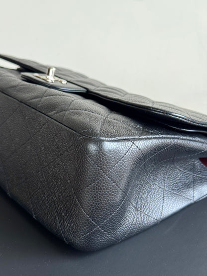 Pre-owned Chanel Timeless Classic Jumbo Black Caviar Flap Bag