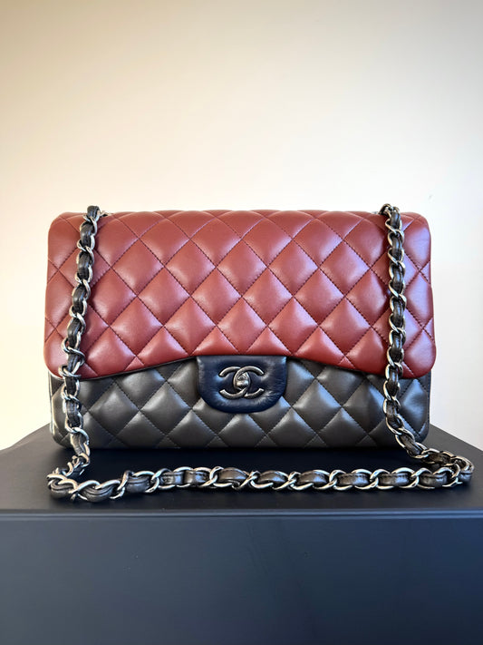 Pre-owned Chanel Timeless Classic Jumbo Tricolor Leather Flap Bag
