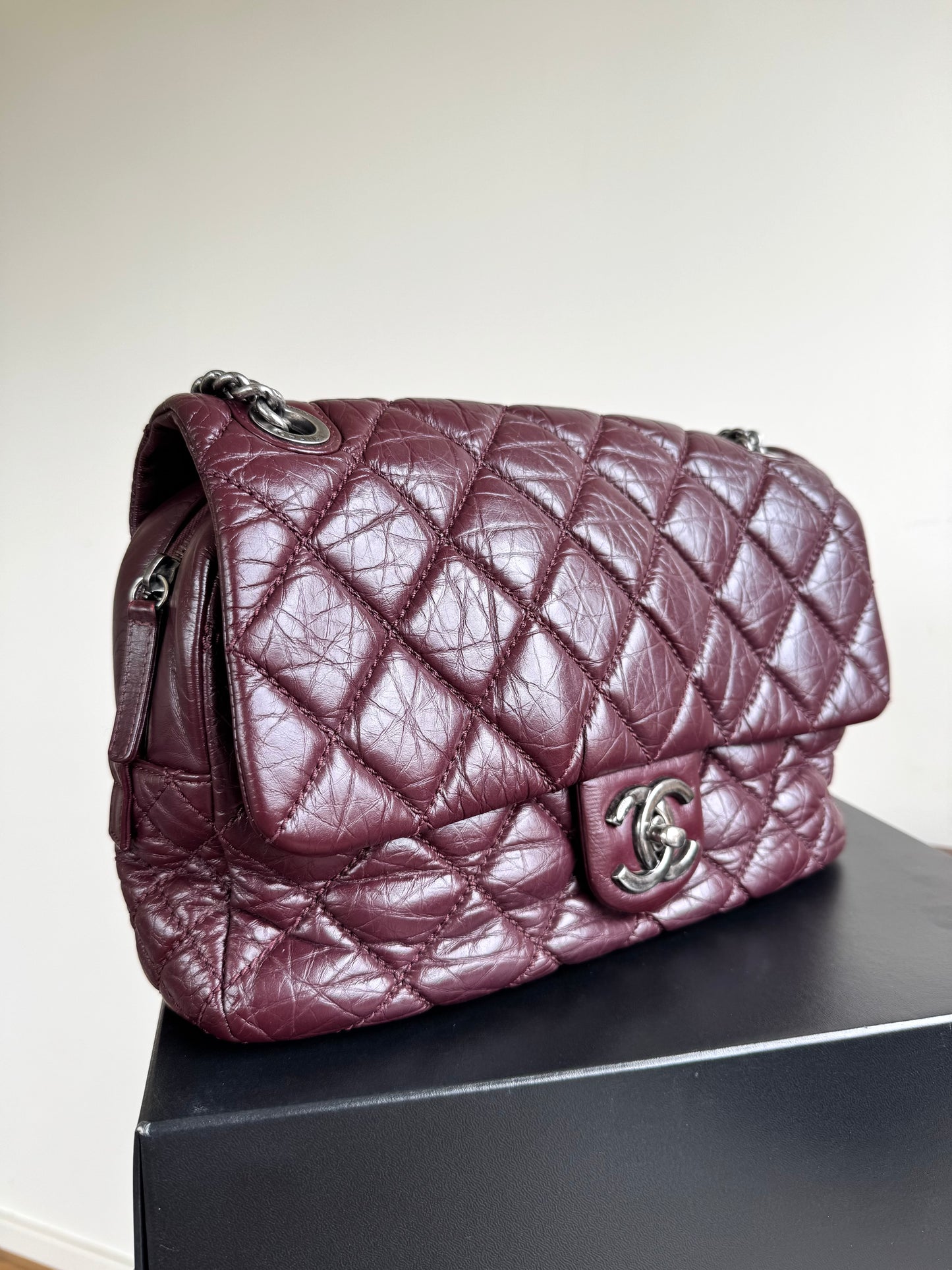 Pre-owned Chanel Portobello Burgundy Aged Calfskin Flap Bag