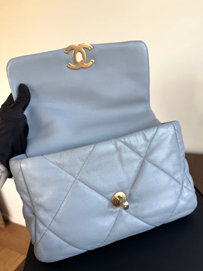 Pre-owned Chanel 19 Small Grey Lambskin Flap Bag