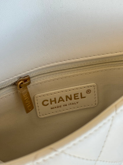 Pre-owned Chanel CC Mini Dynasty White Leather Flap Bag
