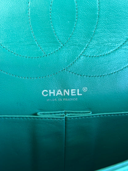 Pre-owned Chanel 2.55 Reissue Maxi 227 Dark Green Patent Leather Flap Bag