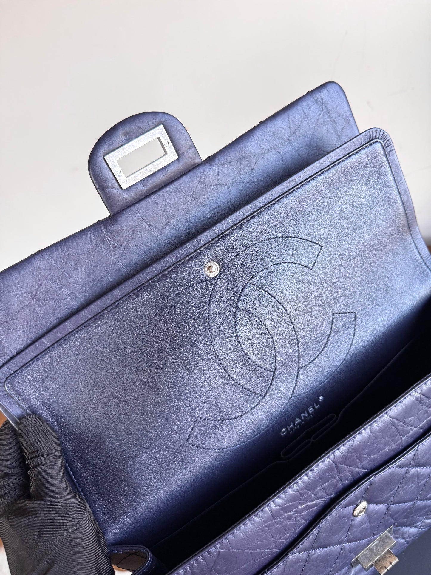 Pre-owned Chanel 2.55 Reissue Maxi 227 Purple Calfskin Flap Bag