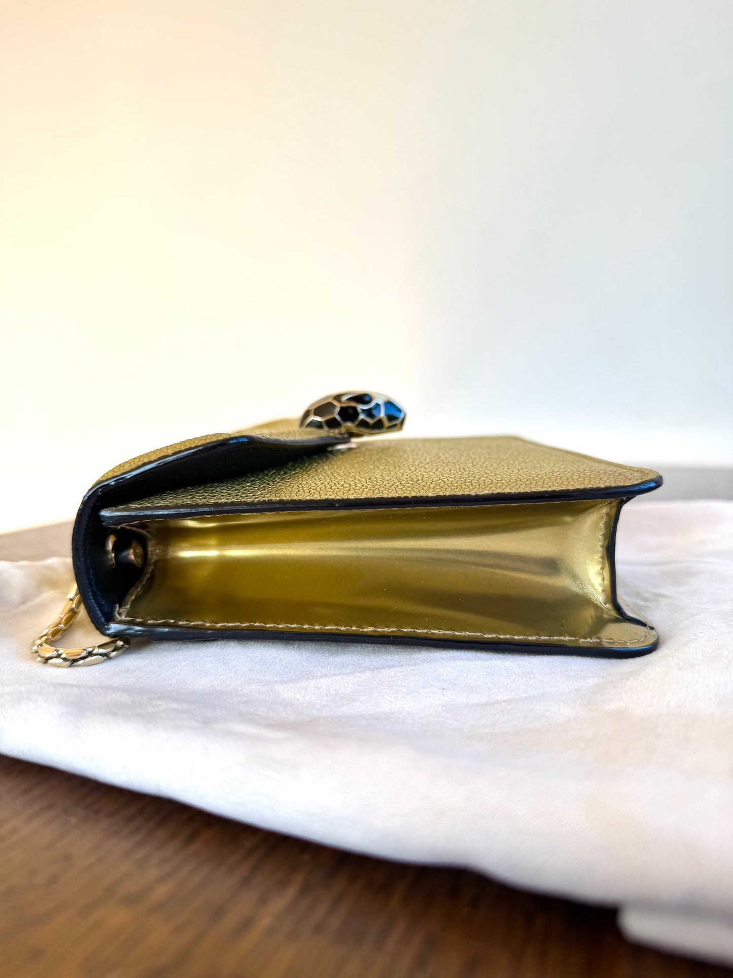 Pre-owned Bvlgari Serpenti Forever Small Gold Stingray Shoulder Bag