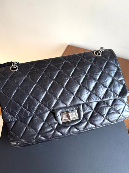 Pre-owned Chanel 2.55 Reissue Maxi 227 Black Calfskin Flap Bag
