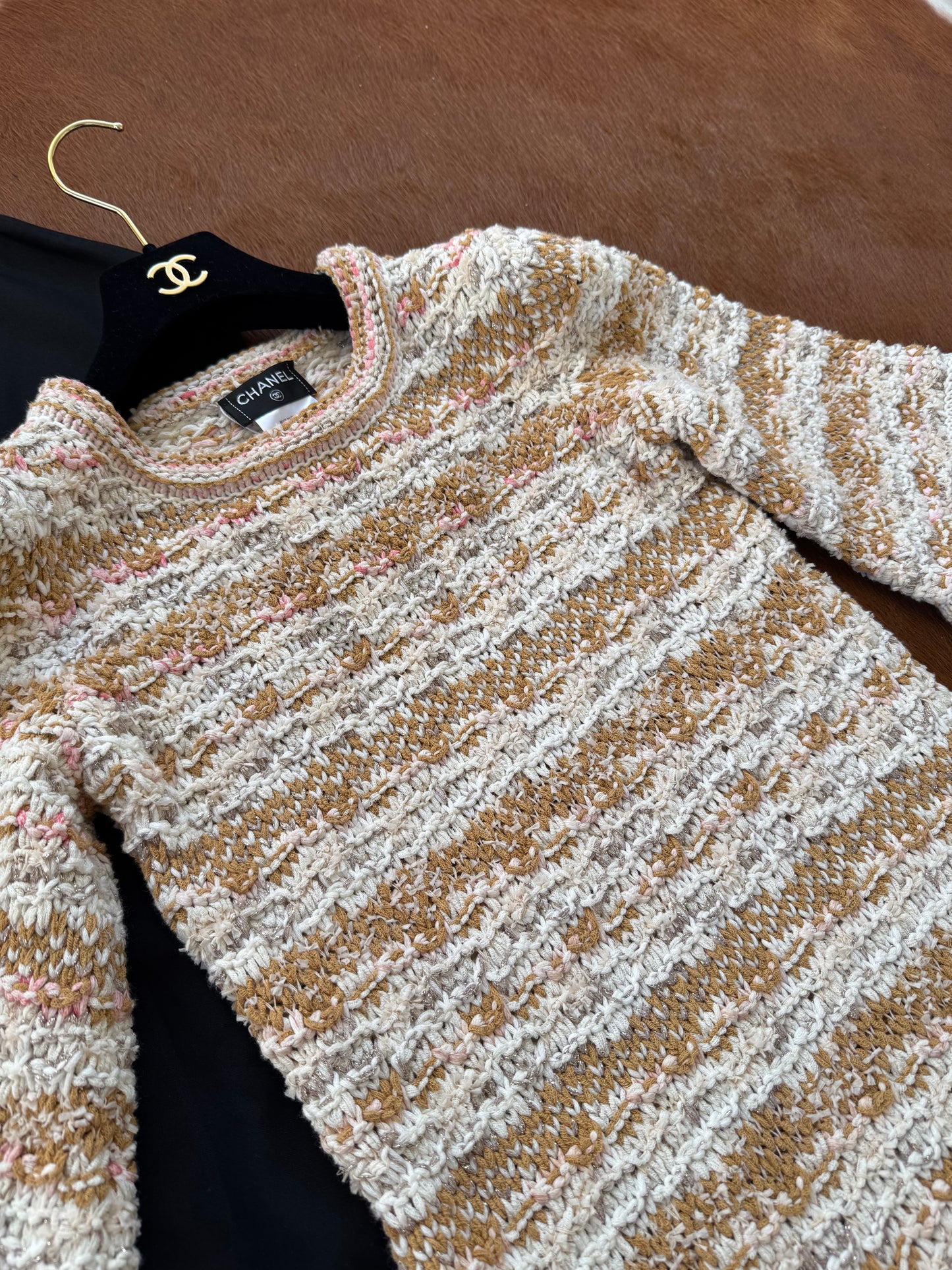 Pre-owned Chanel Paris-Cuba Caramello Tweed Dress