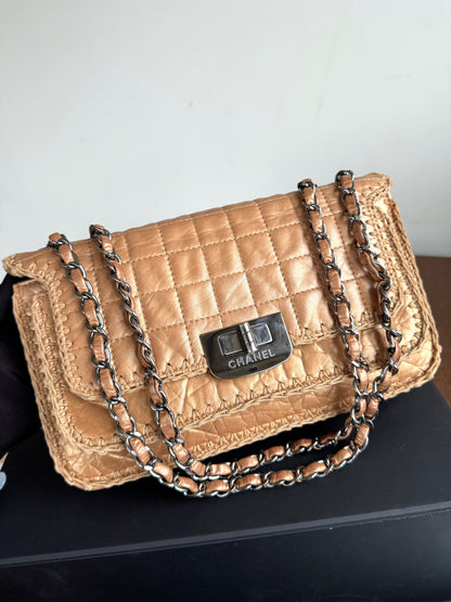 Pre-owned Chanel Chocolat Quilt Reissue Gold Leather Flap Bag