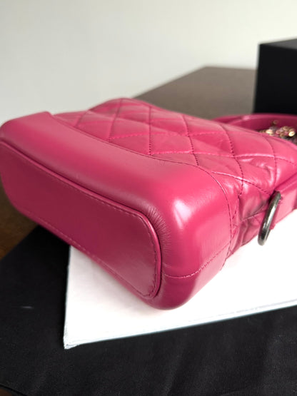 Pre-owned Chanel Gabrielle Small Pink Leather Hobo Bag
