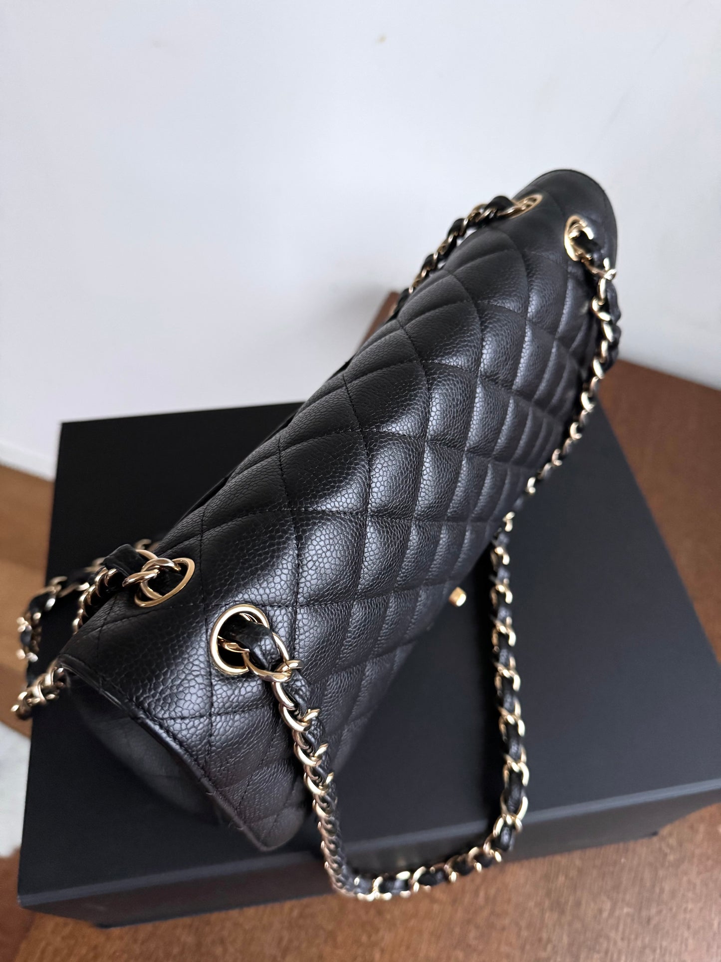 Pre-owned Chanel Timeless Classic Jumbo Black Caviar Flap Bag