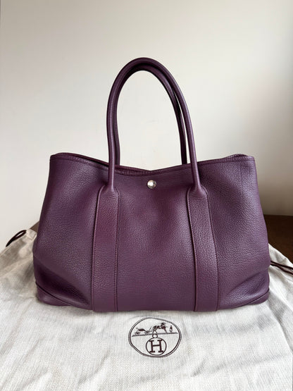 Pre-owned Hermès Garden Party 36 Purple Negonda Leather Tote Bag