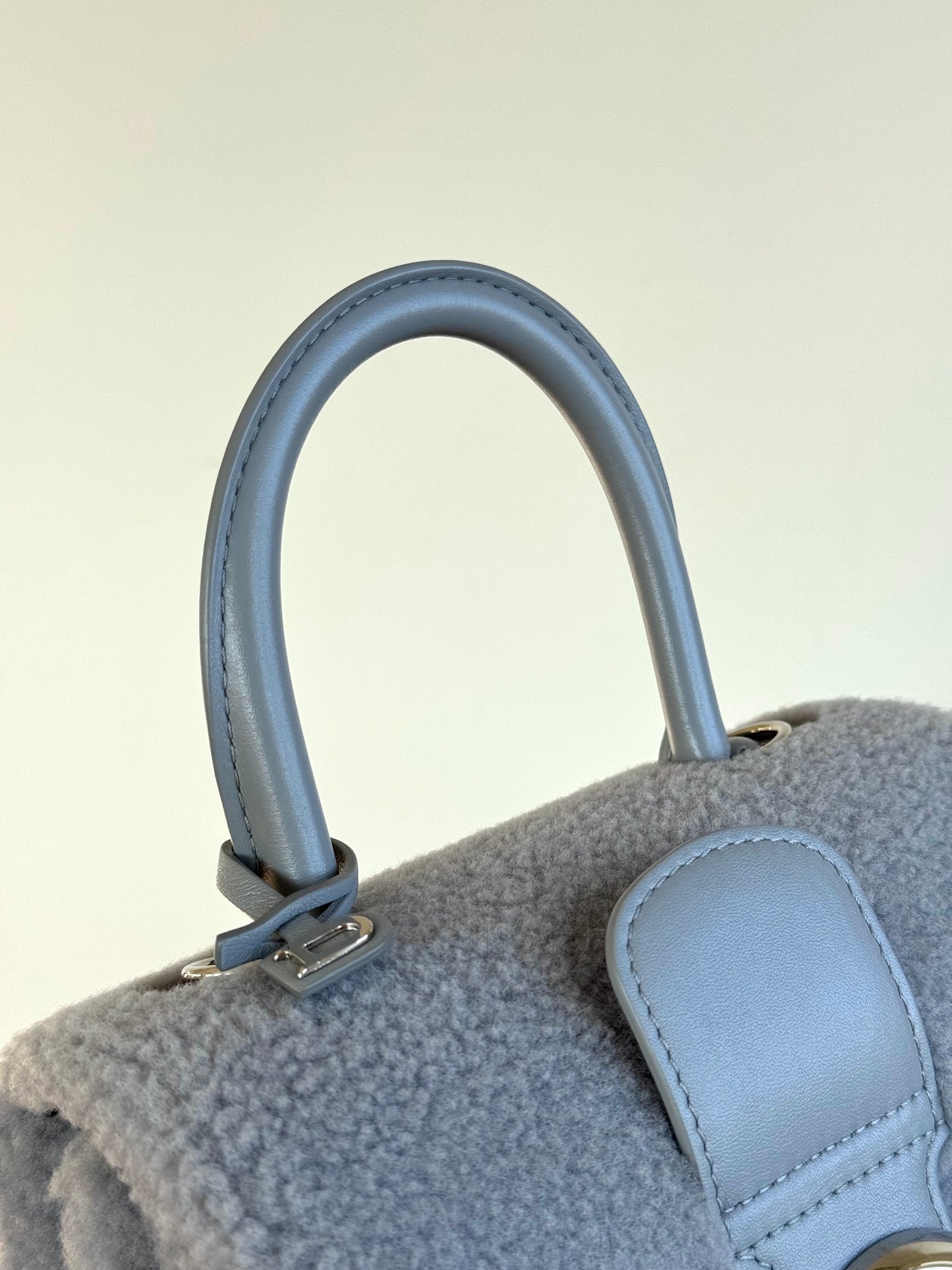 Pre-owned Delvaux Brillant Mini Sweet Cloud Teddy Ice Blue Wool Bag Limited Edition