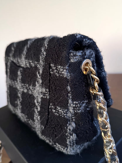 Pre-owned Chanel 19 Small Black Tweed Flap Bag