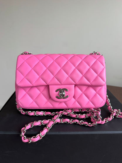 Pre-owned Chanel Timeless Mini Rectangle Pink Leather Bag