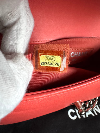 Pre-owned Chanel Boy Small Salmon Pink Tweed Leather Bag