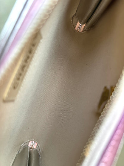 Pre-owned Chanel Like A Wallet Metallic Silver Pink Lambskin Flap Bag