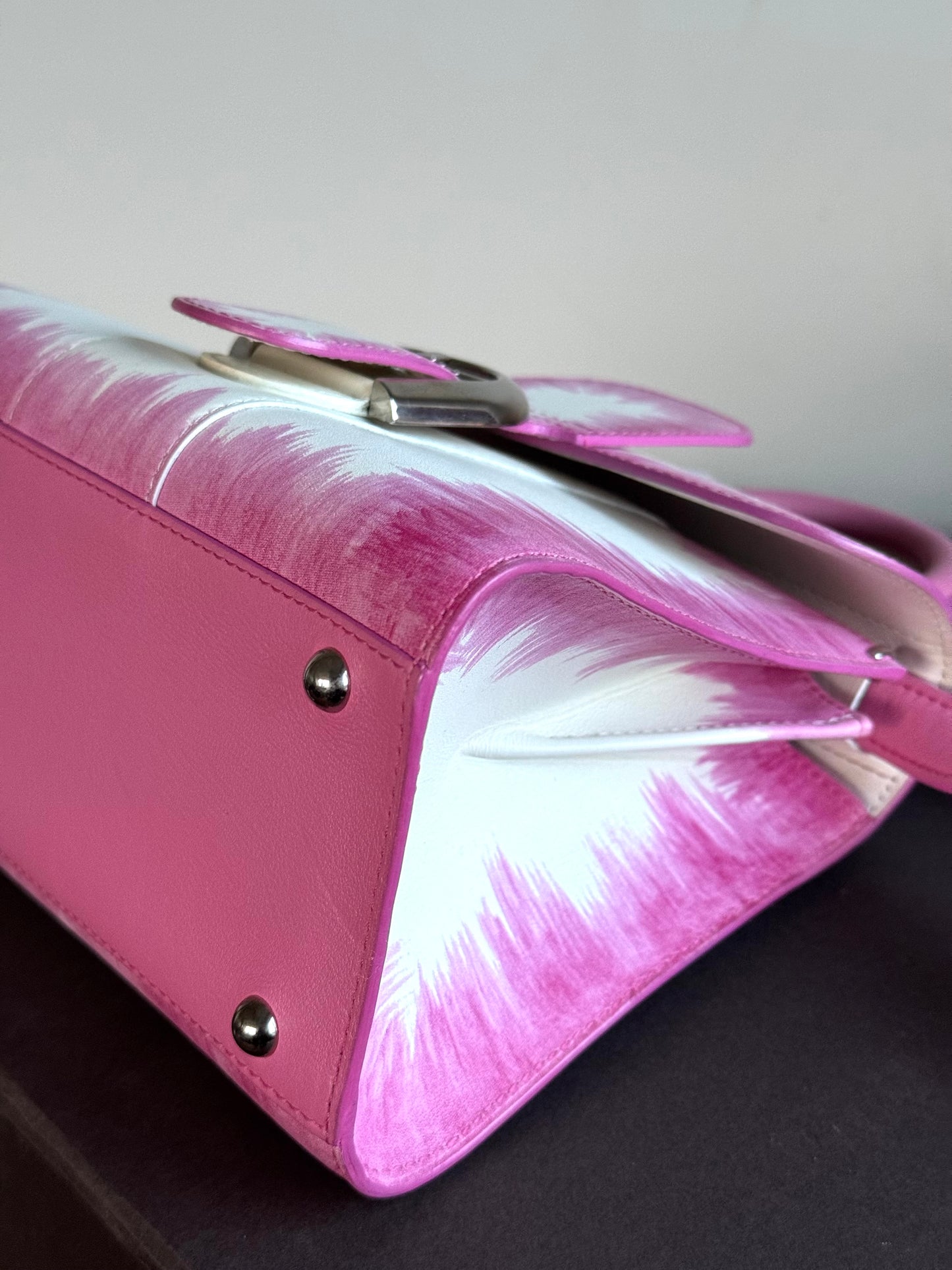 Pre-owned Delvaux Brillant Mini Flamingo Oeillet Leather Bag