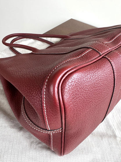 Pre-owned Hermès Garden Party 36 Burgundy Negonda Leather Tote Bag