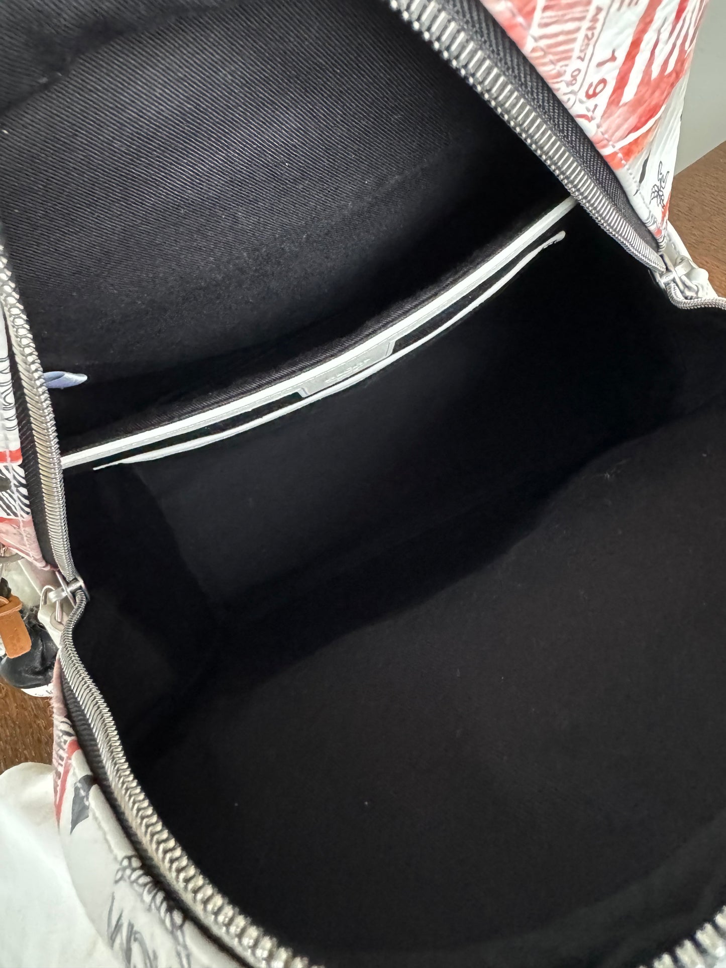 Pre-owned MCM Stark Small White In Flight Print Visetos Backpack