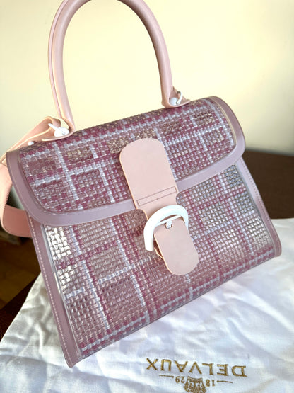Pre-owned Delvaux Vinyl Gingham The Dreamer Brillant MM Pink Bag
