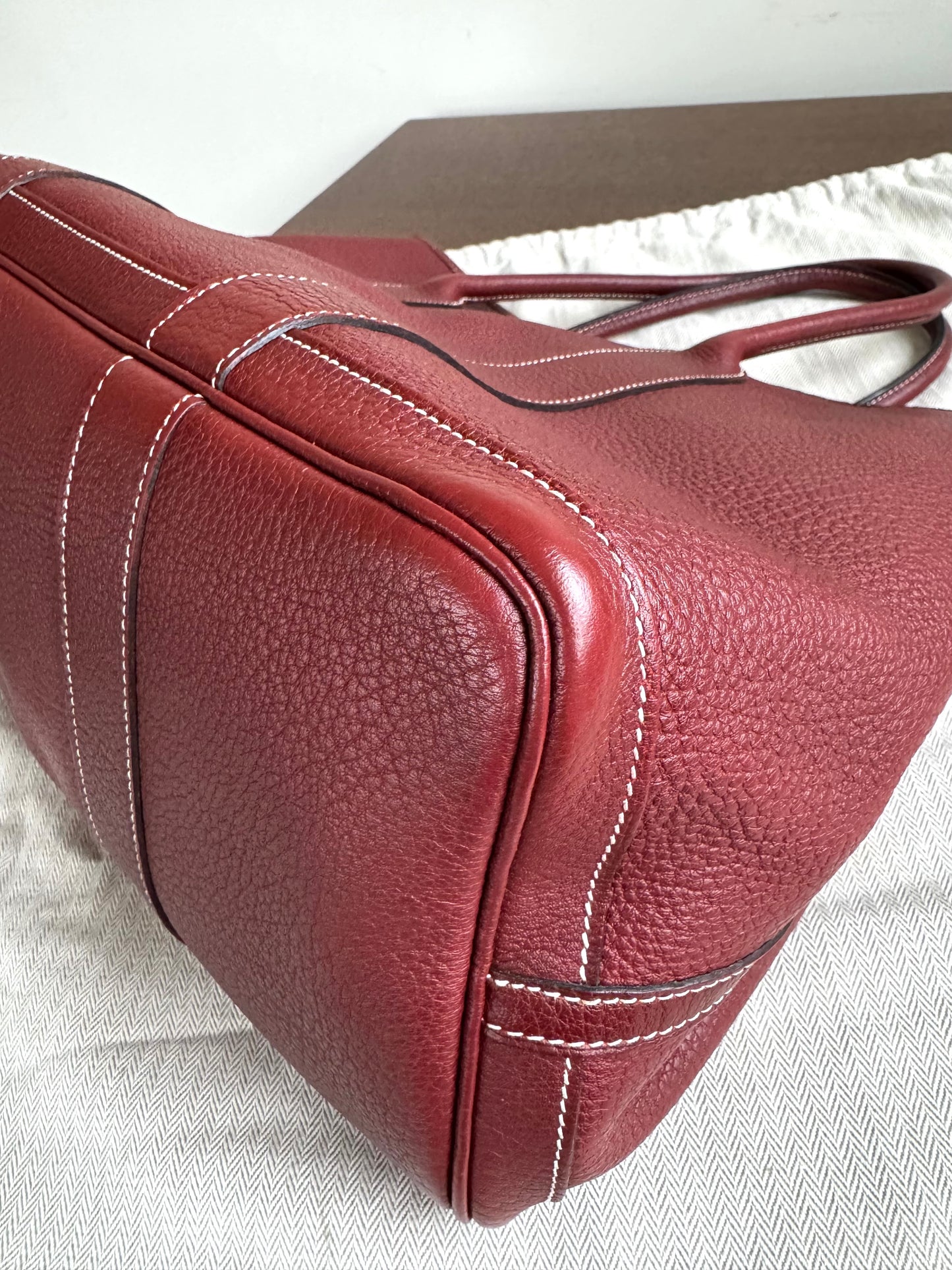 Pre-owned Hermès Garden Party 36 Burgundy Negonda Leather Tote Bag