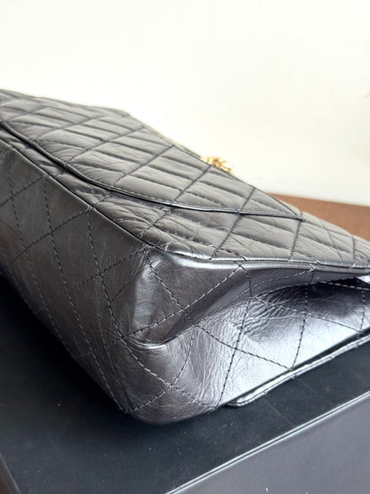 Pre-owned Chanel 2.55 Reissue Maxi 227 Black Calfskin Flap Bag