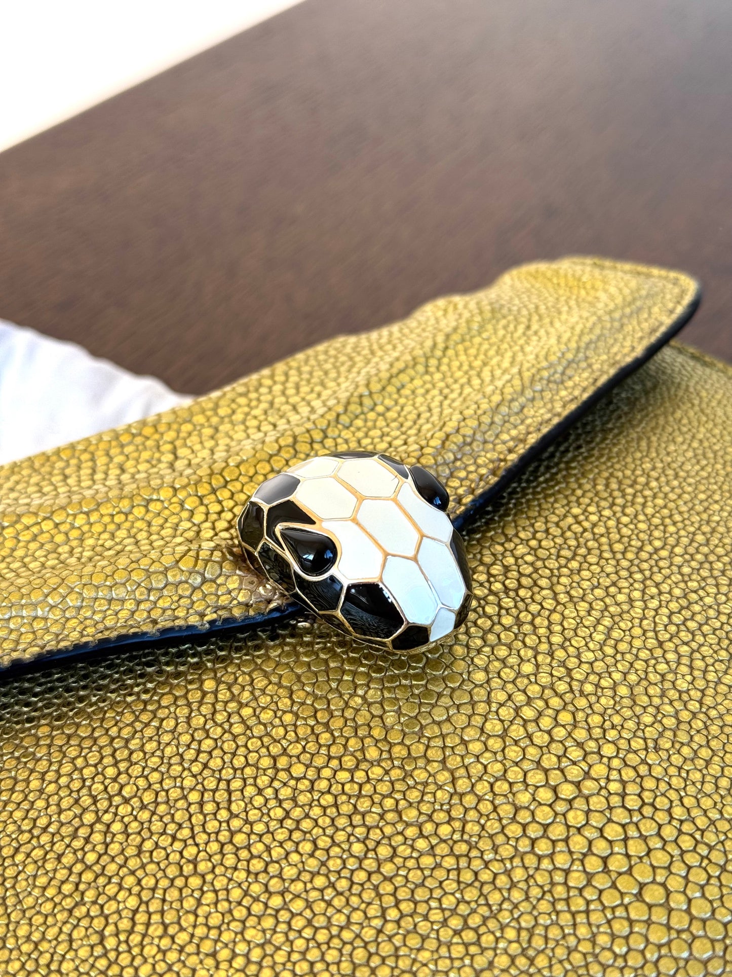 Pre-owned Bvlgari Serpenti Forever Small Gold Stingray Shoulder Bag