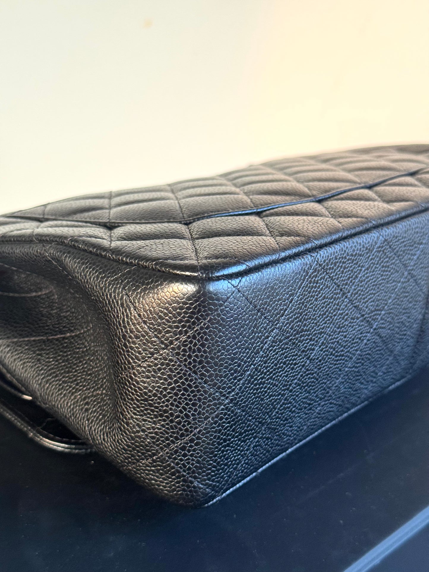 Pre-owned Chanel Timeless Classic Jumbo Black Caviar Flap Bag