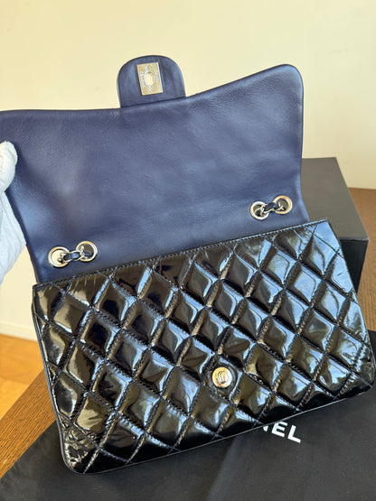 Pre-owned Chanel Classic Jumbo Black Patent Single Flap Bag