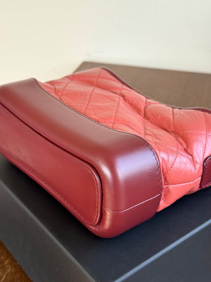 Pre-owned Chanel Gabrielle Small Brick Red Burgundy Leather Hobo Bag