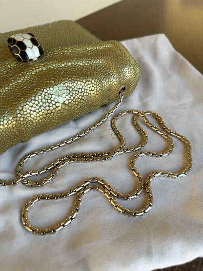 Pre-owned Bvlgari Serpenti Forever Small Gold Stingray Shoulder Bag