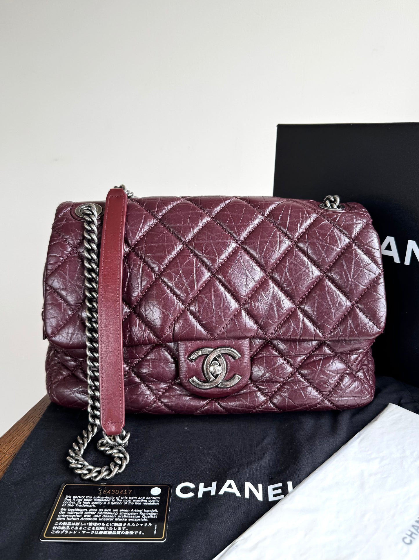Pre-owned Chanel Portobello Burgundy Aged Calfskin Flap Bag