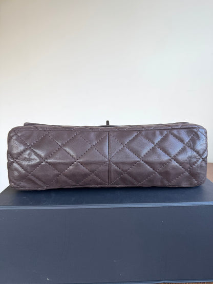 Pre-owned Chanel 2.55 Reissue Large 226 Chocolate Iridescent Leather Flap Bag
