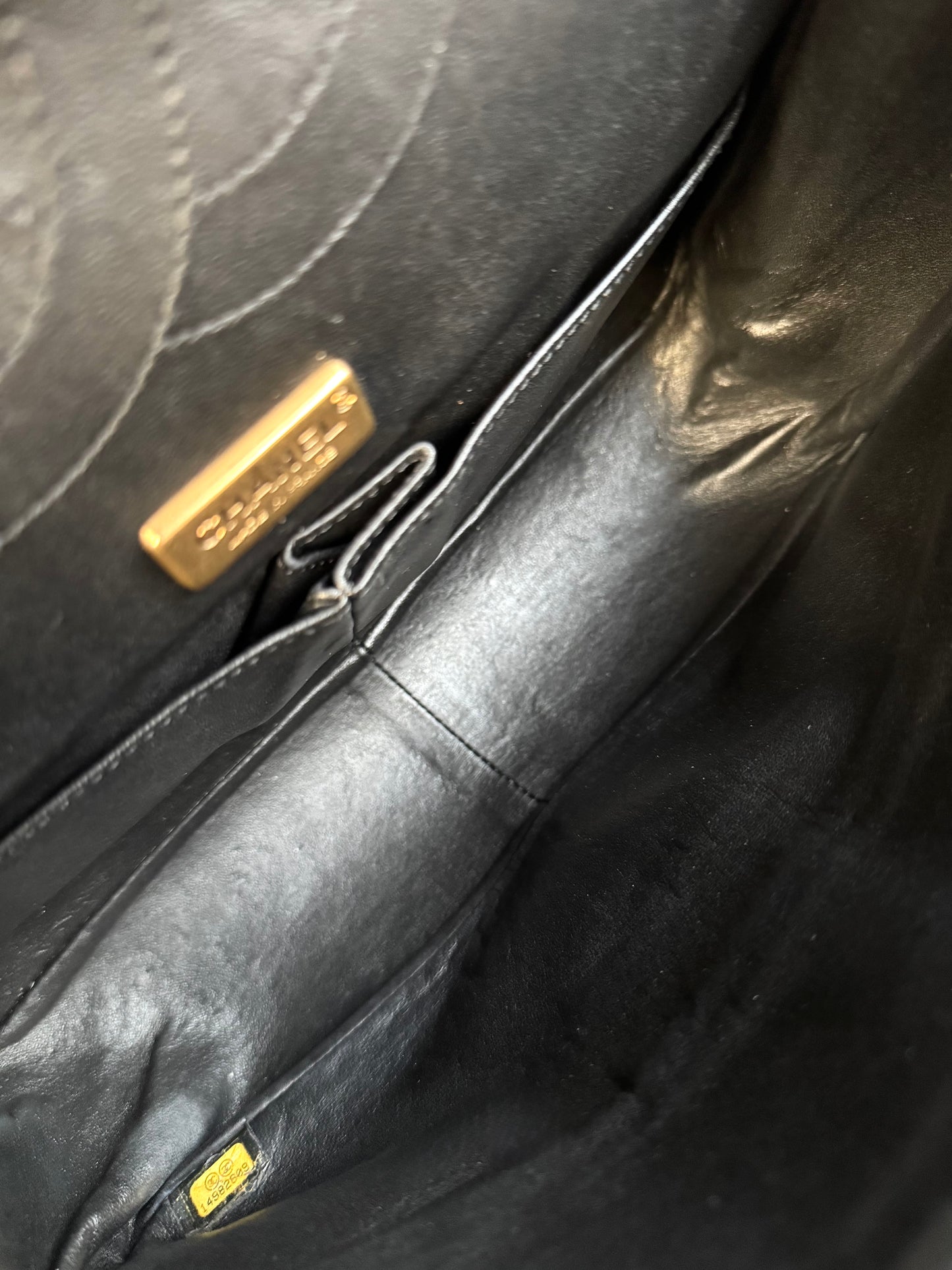 Pre-owned Chanel 2.55 Reissue Large 226 Black Gold Python Flap Bag