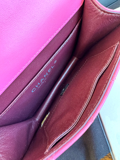 Pre-owned Chanel Crossing Time Mini Pink Leather Flap Bag