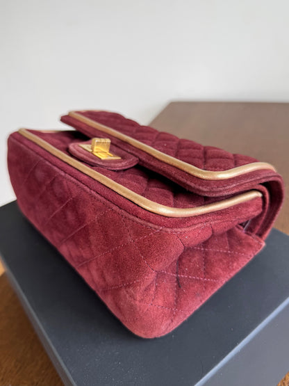 Pre-owned Chanel 2.55 Reissue Small 224 Burgundy Suede Flap Bag