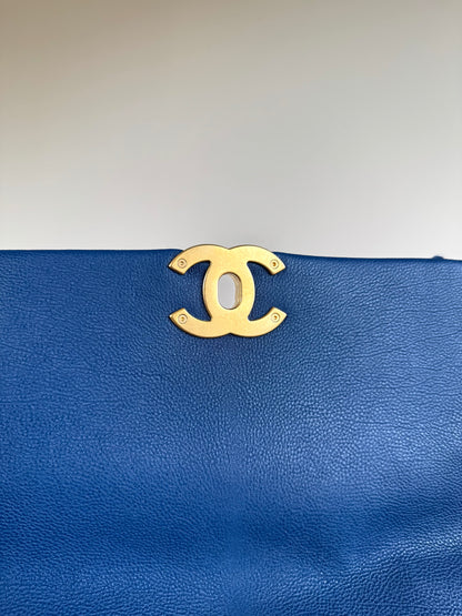 Pre-owned Chanel 19 Large Denim Blue Calfskin Crochet Bag