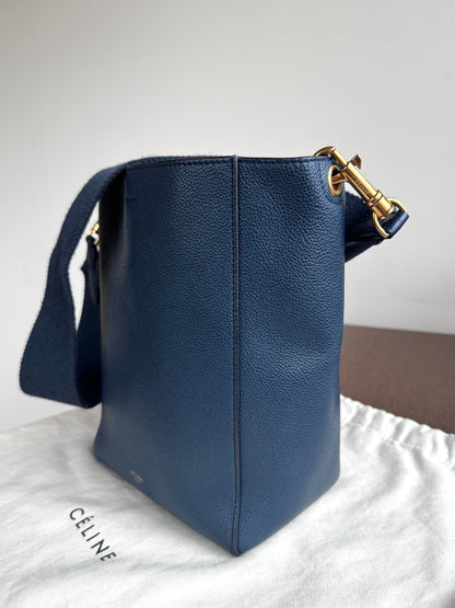 Pre-owned Céline Seau Sangle Small Navy Calfskin Tote Bag