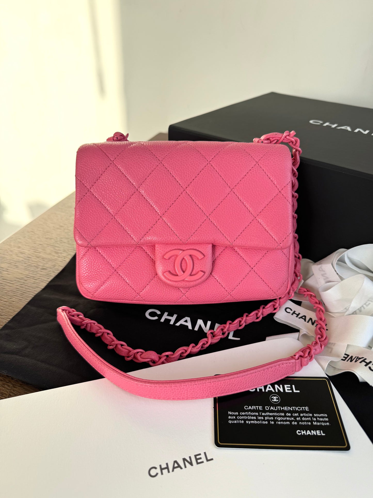 Pre-owned Chanel Timeless Mini Square Incognito Pink Caviar Flap Bag