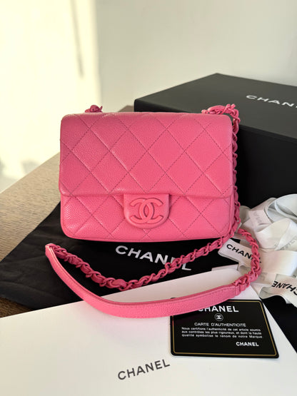 Pre-owned Chanel Timeless Mini Square Incognito Pink Caviar Flap Bag